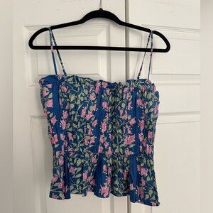 Elegant Floral Camisole in Blue and Pink